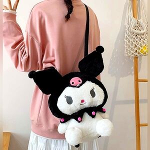 Kuromi Plush Backpack - Black and White